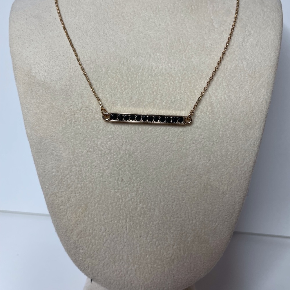 Elegant Gold and Black Bar Necklace
